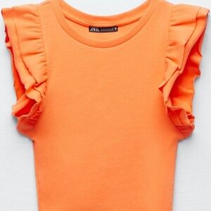 ZARA ORANGE RUFFLE TOP!